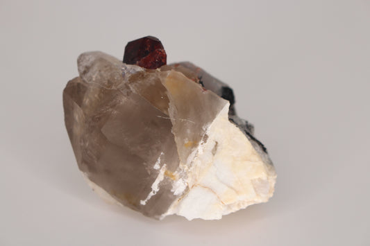 Spessartine Garnet on Quartz w/ Feldspar and Schorl