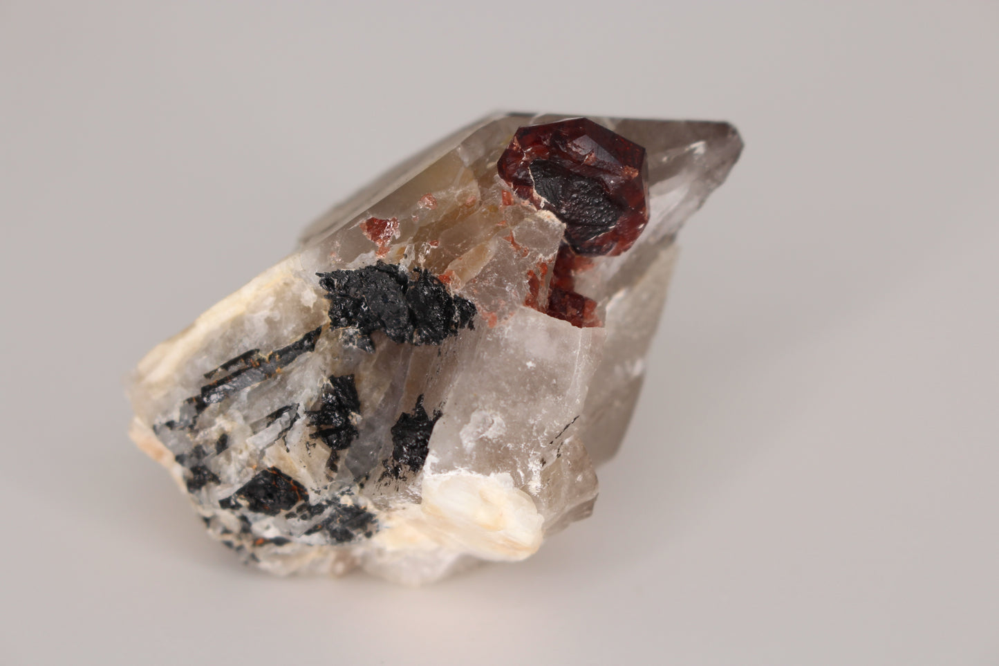 Spessartine Garnet on Quartz w/ Feldspar and Schorl