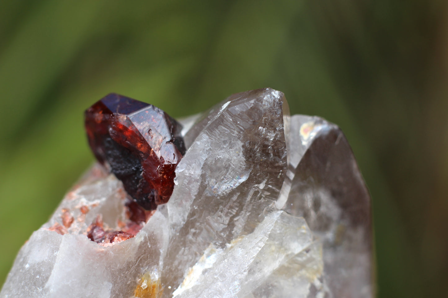 Spessartine Garnet on Quartz w/ Feldspar and Schorl