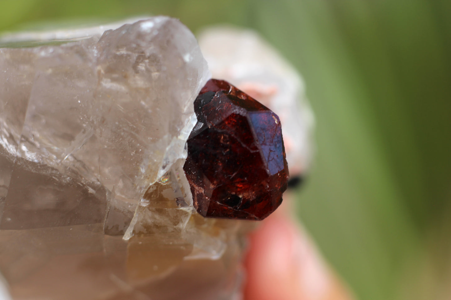 Spessartine Garnet on Quartz w/ Feldspar and Schorl