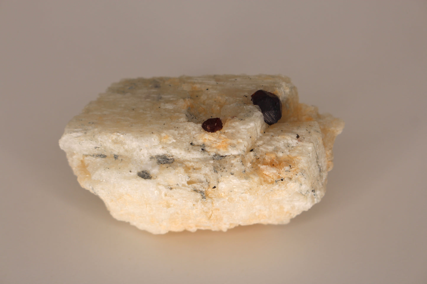 Etched Spessartine Garnet on Feldspar