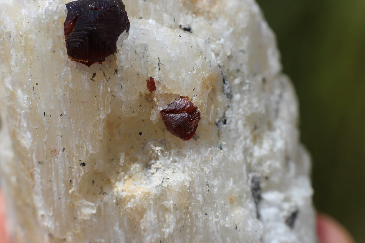 Etched Spessartine Garnet on Feldspar