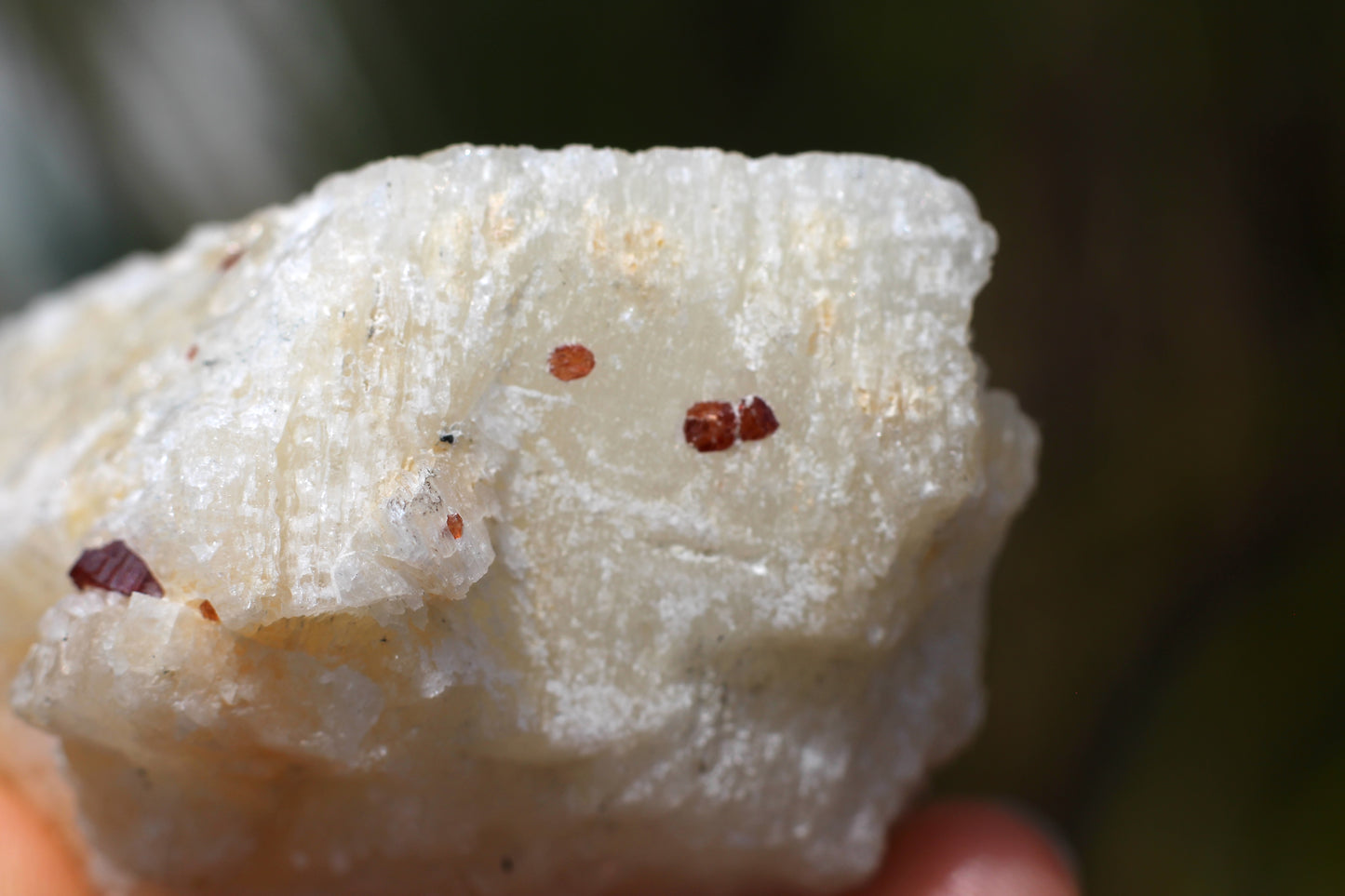 Etched Spessartine Garnet on Feldspar