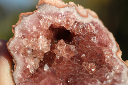 UV Reactive Calcite in Pink Amethyst Geode