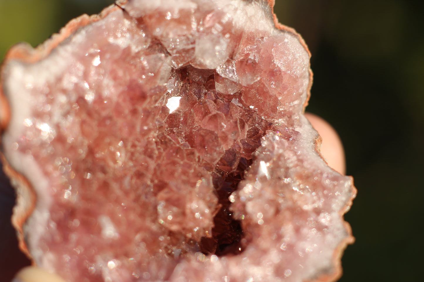 UV Reactive Calcite in Pink Amethyst Geode