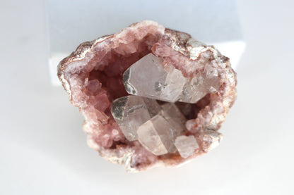 UV Reactive Calcite in Pink Amethyst Geode