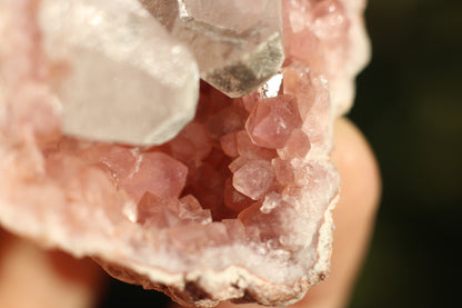 UV Reactive Calcite in Pink Amethyst Geode