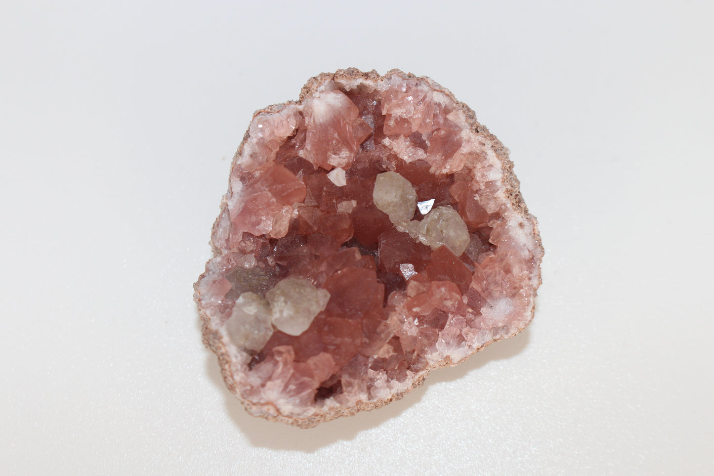 UV Reactive Calcite in Pink Amethyst Geode