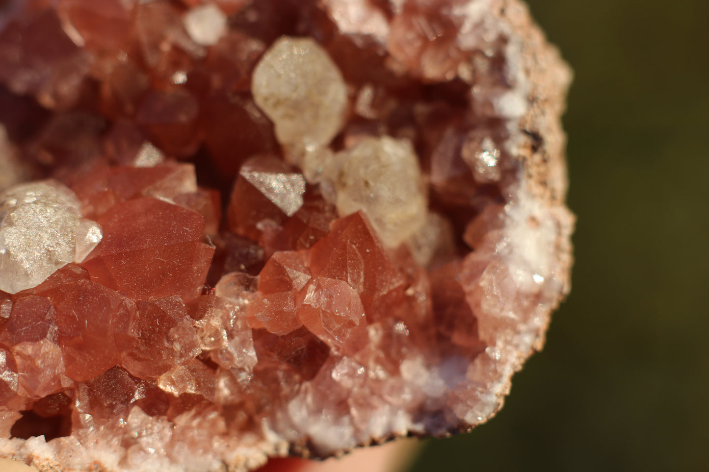 UV Reactive Calcite in Pink Amethyst Geode