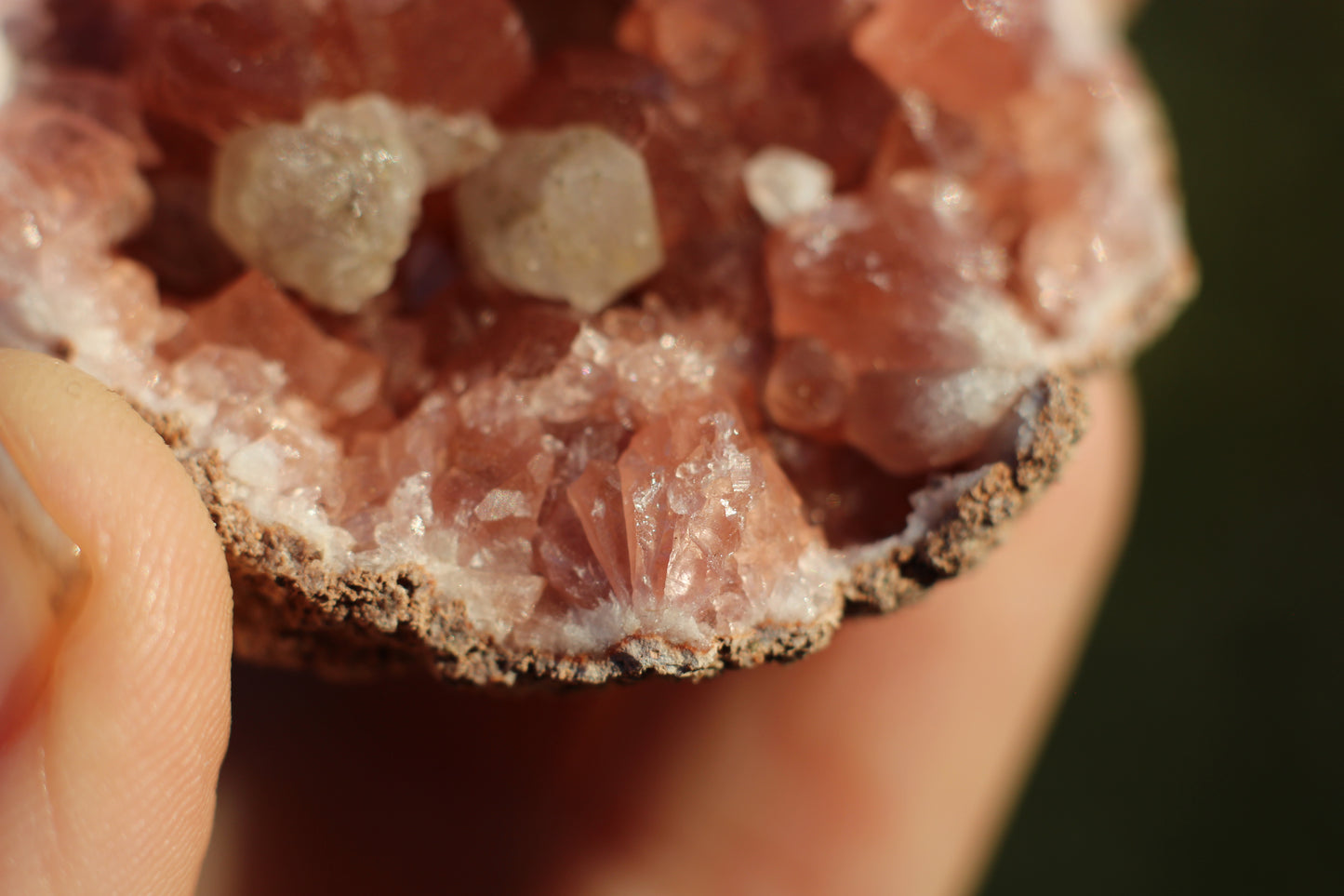 UV Reactive Calcite in Pink Amethyst Geode