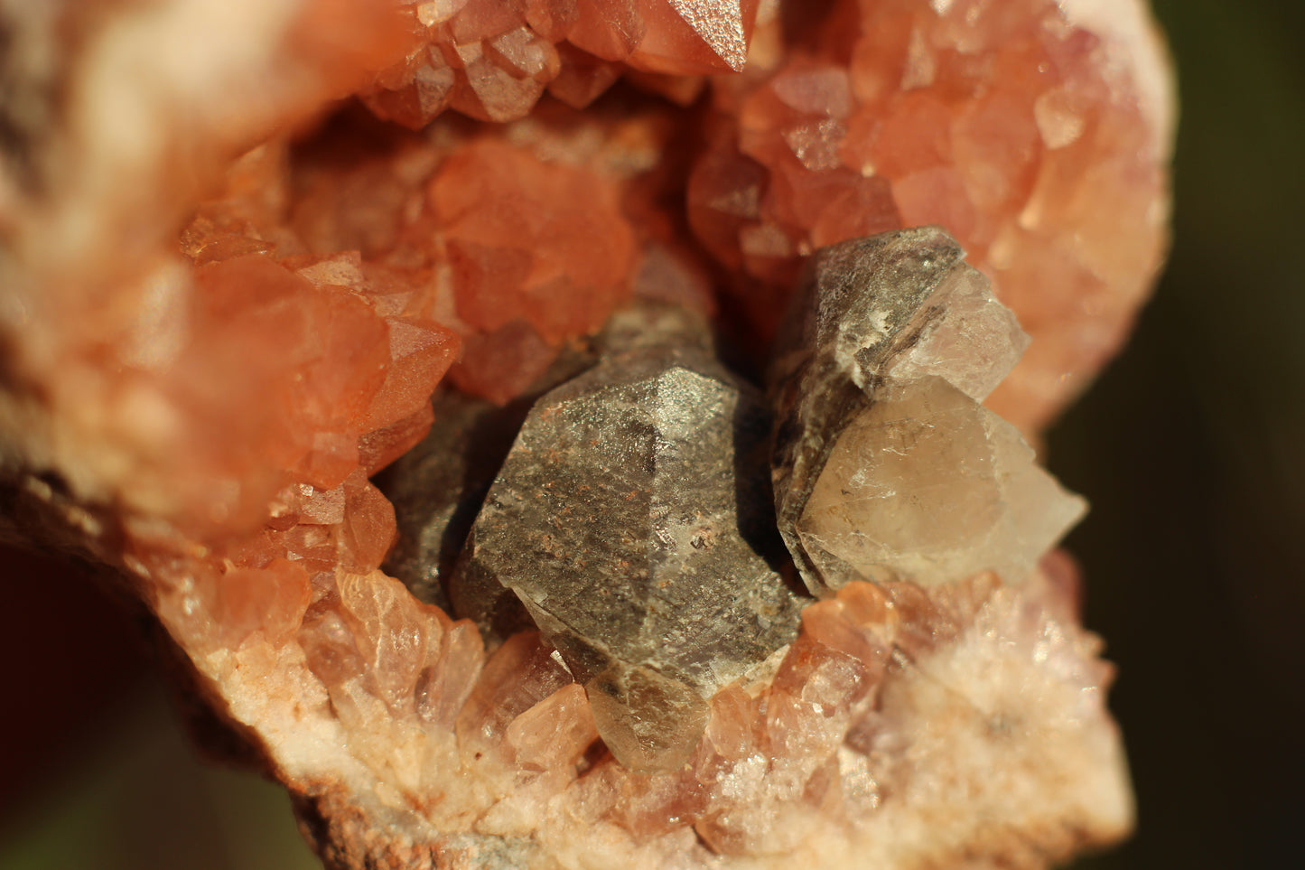 UV Reactive Calcite in Pink Amethyst Geode