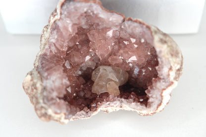 UV Reactive Calcite in Pink Amethyst Geode