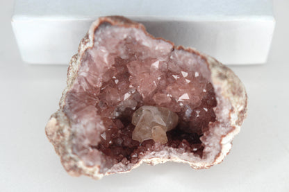 UV Reactive Calcite in Pink Amethyst Geode