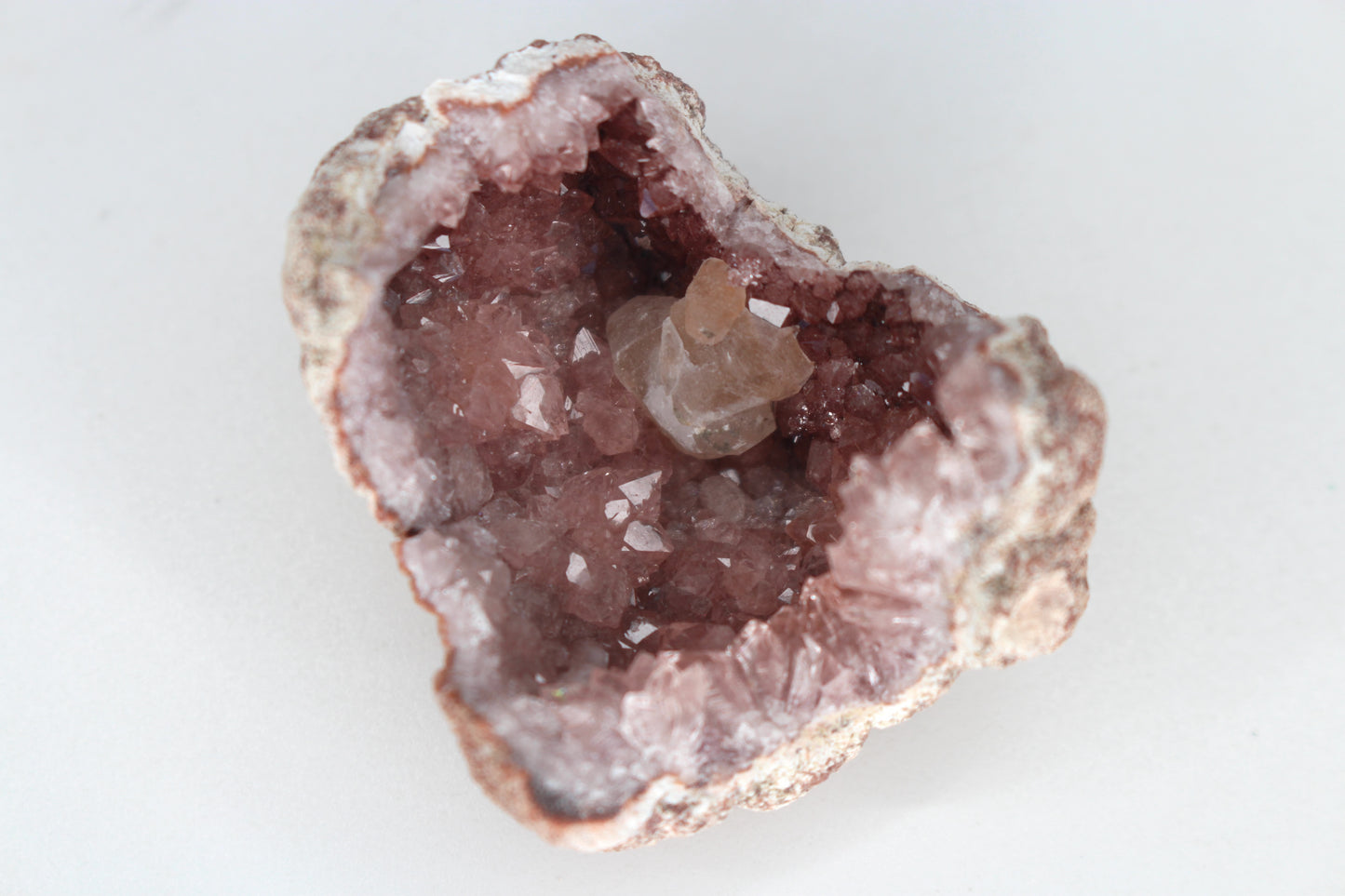 UV Reactive Calcite in Pink Amethyst Geode