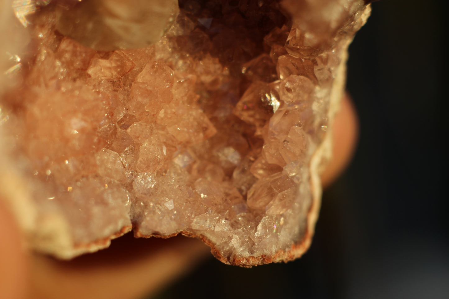 UV Reactive Calcite in Pink Amethyst Geode