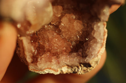 UV Reactive Calcite in Pink Amethyst Geode