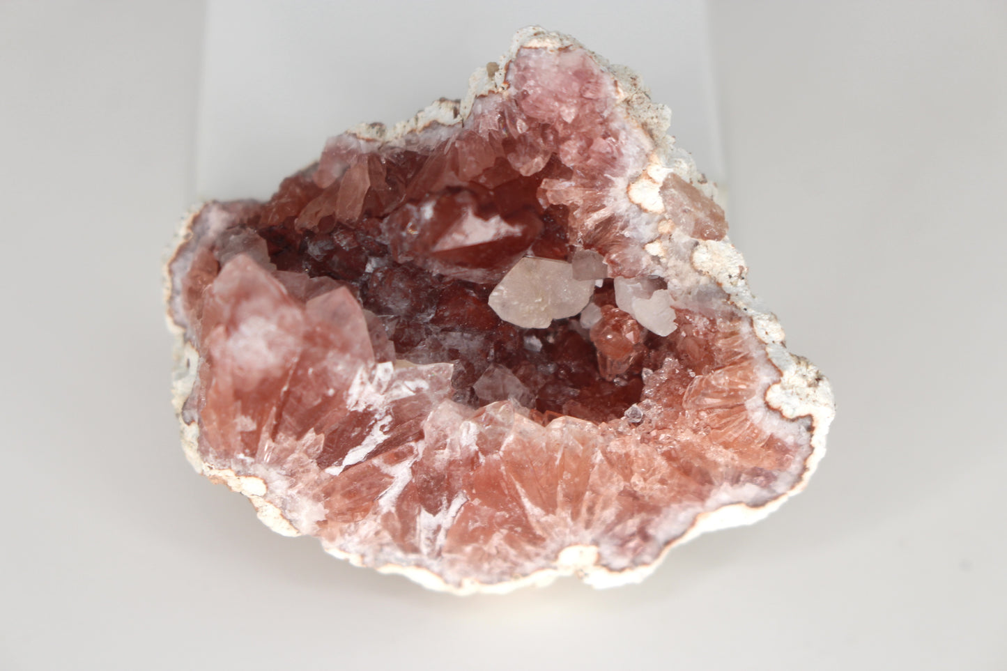 UV Reactive Calcite in Pink Amethyst Geode