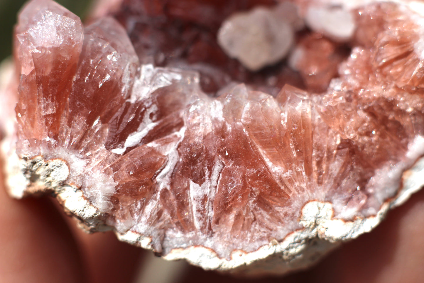 UV Reactive Calcite in Pink Amethyst Geode