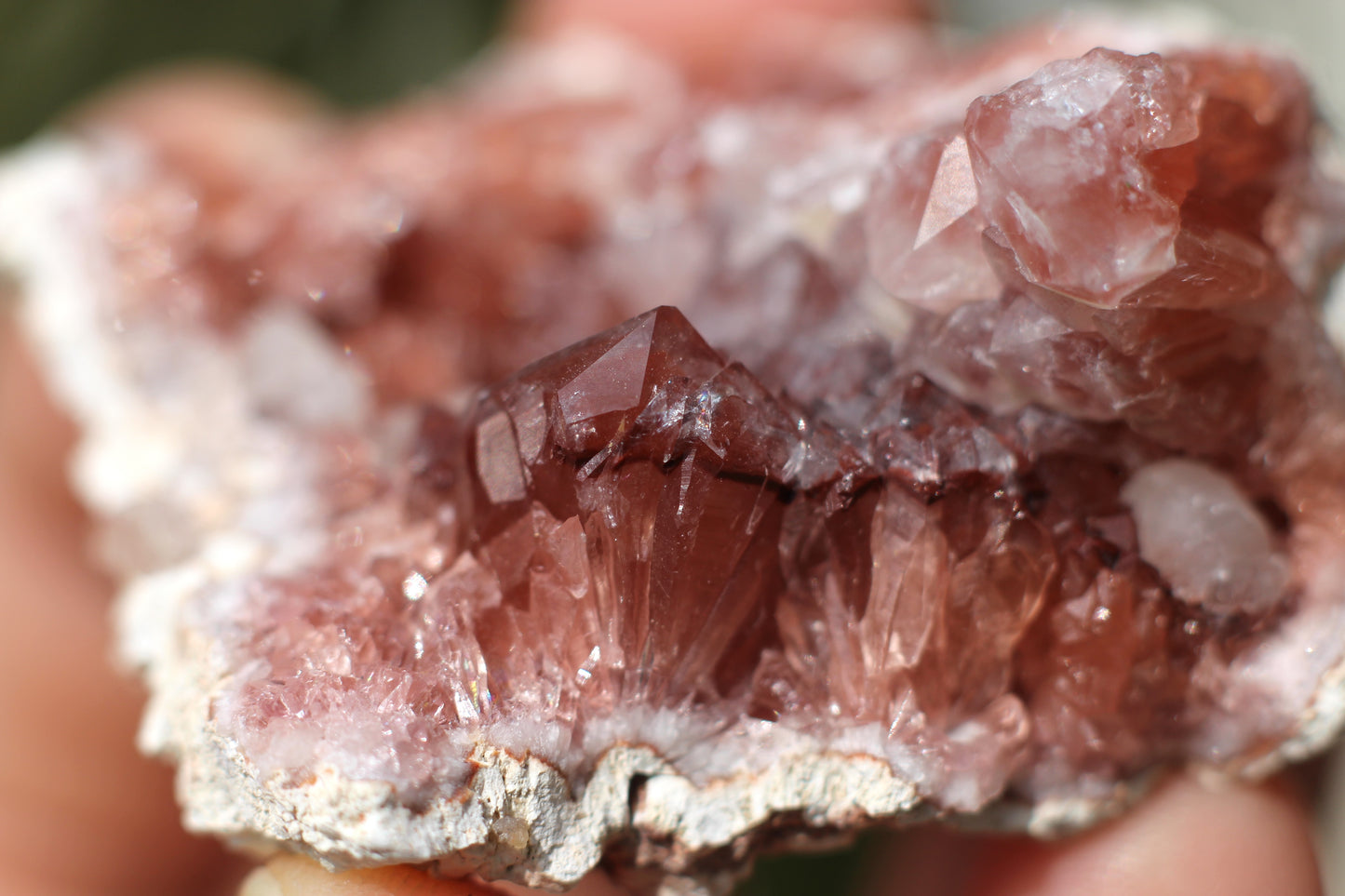 UV Reactive Calcite in Pink Amethyst Geode