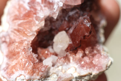 UV Reactive Calcite in Pink Amethyst Geode