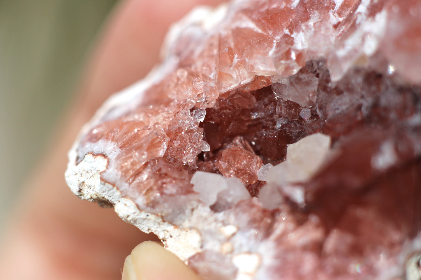 UV Reactive Calcite in Pink Amethyst Geode