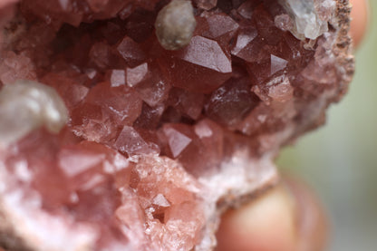 UV Reactive Calcite in Pink Amethyst Geode