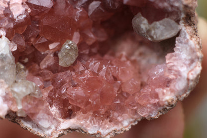 UV Reactive Calcite in Pink Amethyst Geode