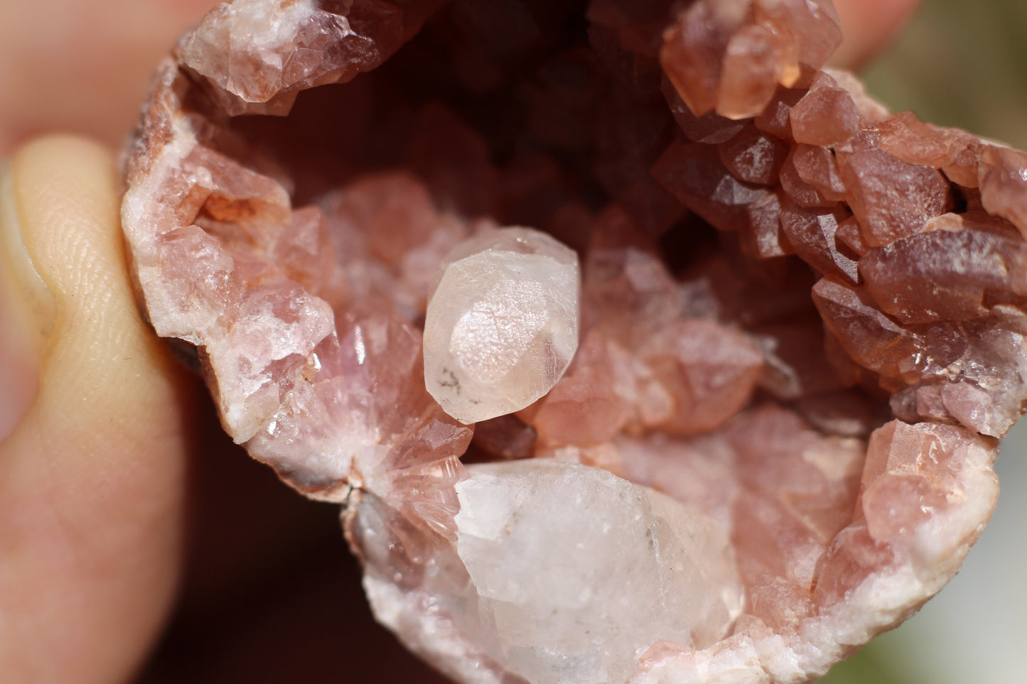 UV Reactive Calcite in Pink Amethyst Geode