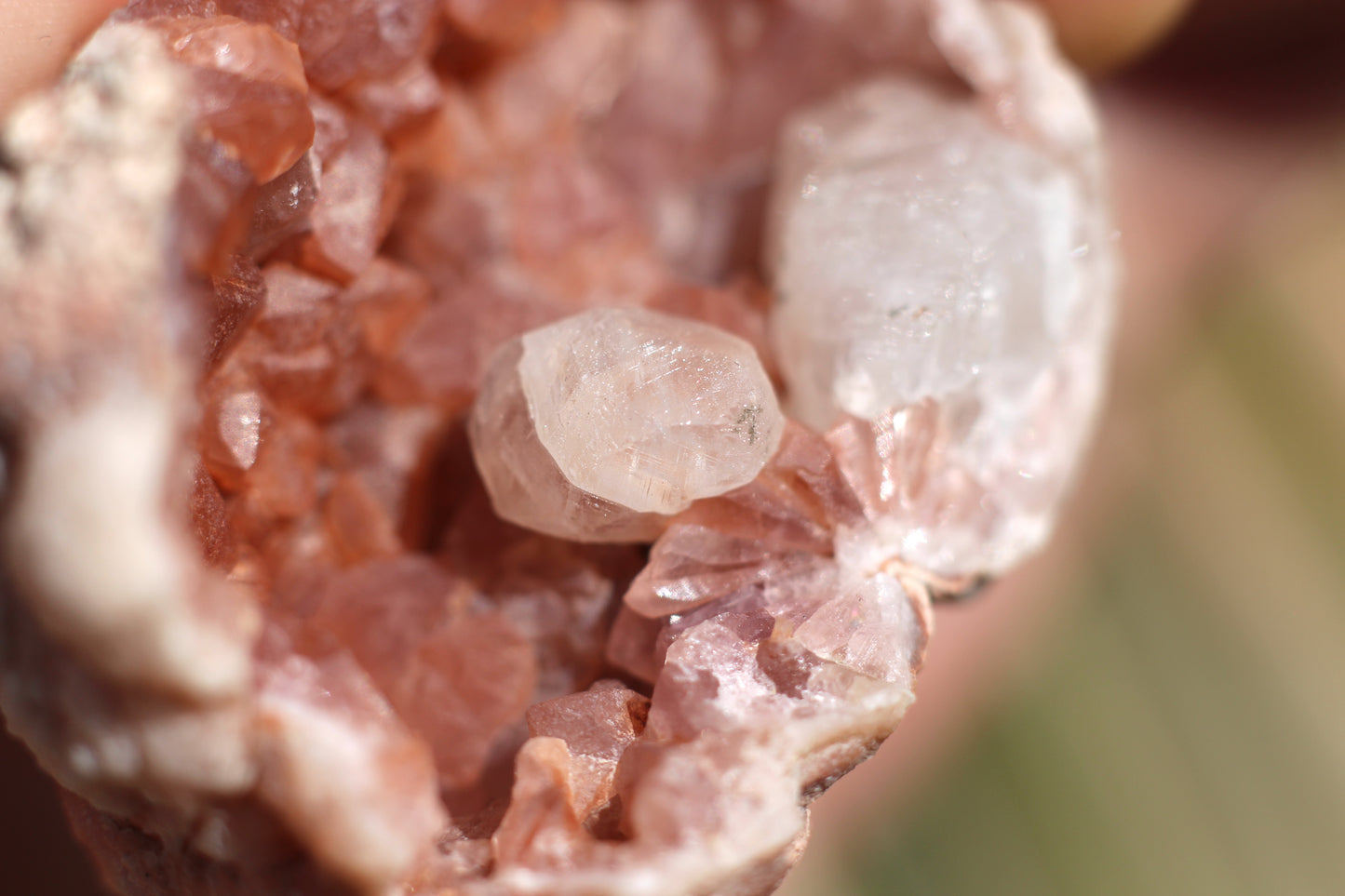 UV Reactive Calcite in Pink Amethyst Geode