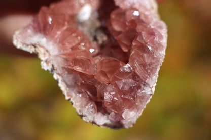 UV Reactive Calcite in Pink Amethyst Geode