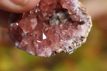 UV Reactive Calcite in Pink Amethyst Geode