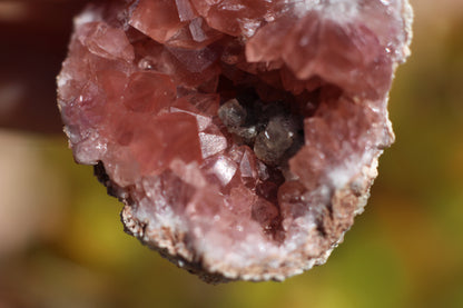 UV Reactive Calcite in Pink Amethyst Geode