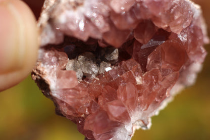 UV Reactive Calcite in Pink Amethyst Geode