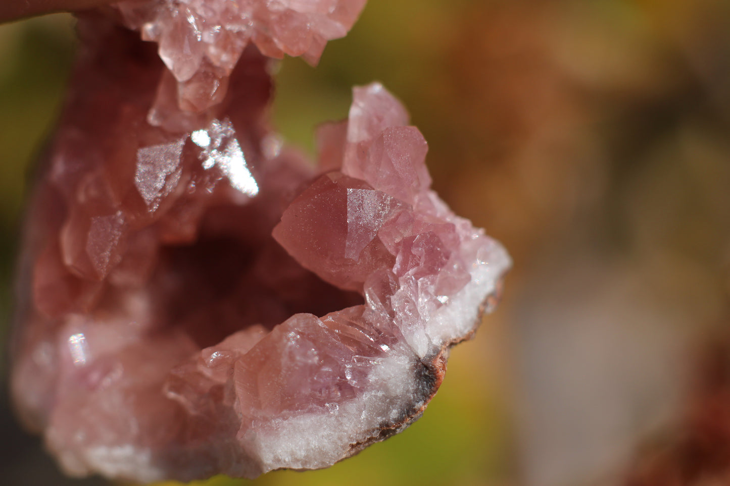 UV Reactive Calcite in Pink Amethyst Geode