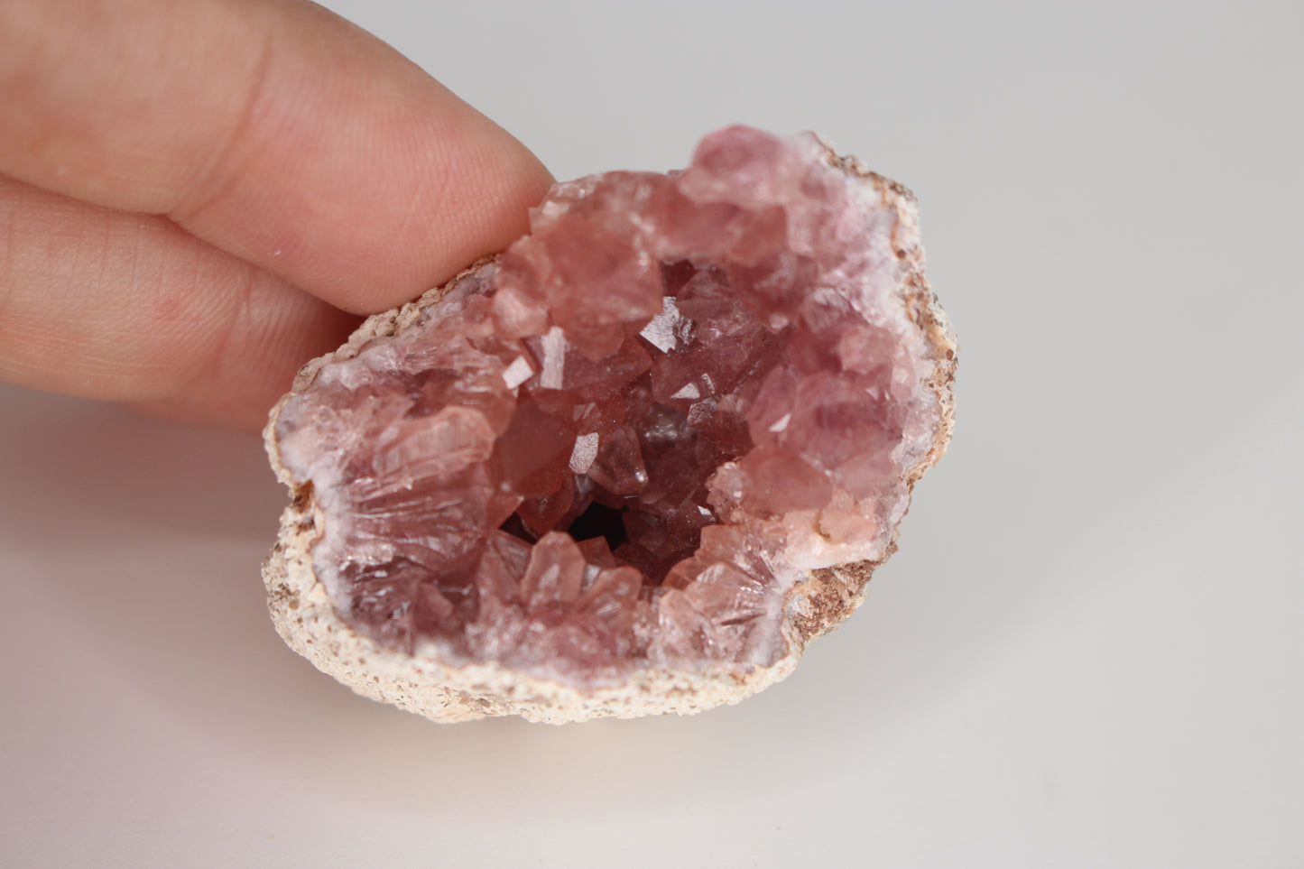 UV Reactive Calcite in Pink Amethyst Geode