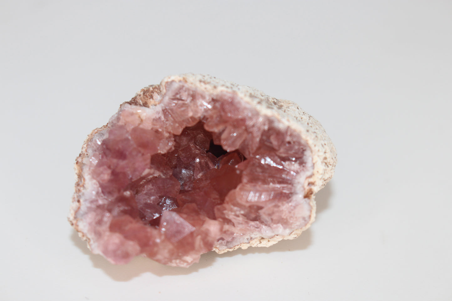 UV Reactive Calcite in Pink Amethyst Geode