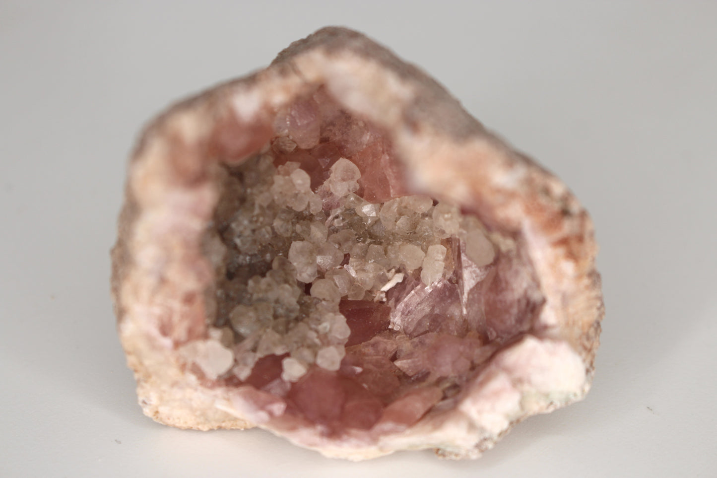 UV Reactive Calcite in Pink Amethyst Geode