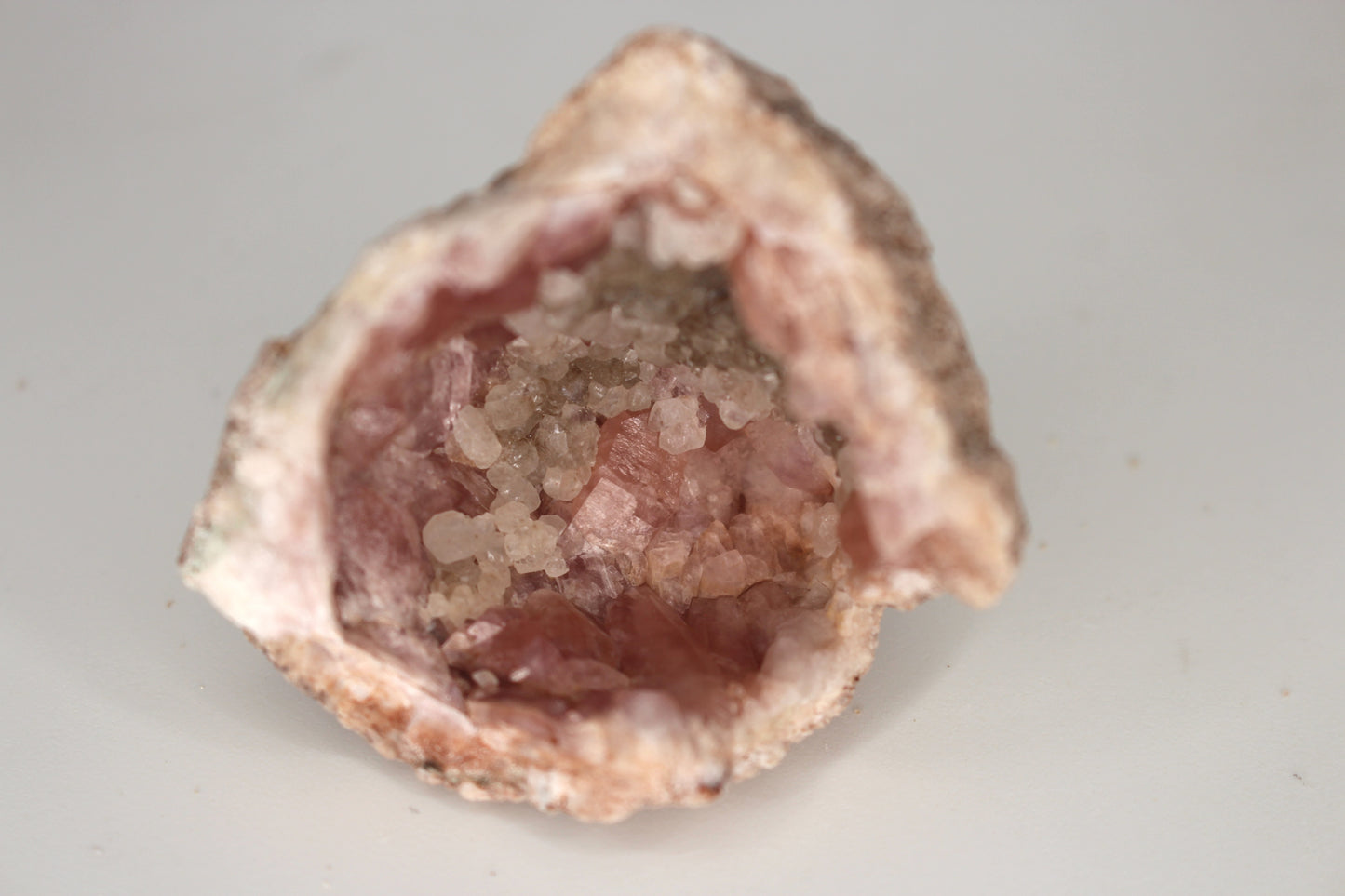 UV Reactive Calcite in Pink Amethyst Geode