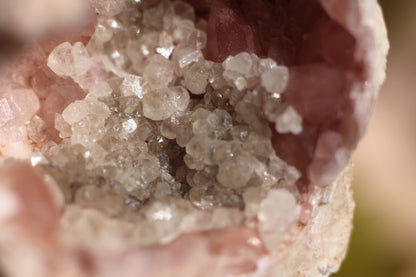 UV Reactive Calcite in Pink Amethyst Geode