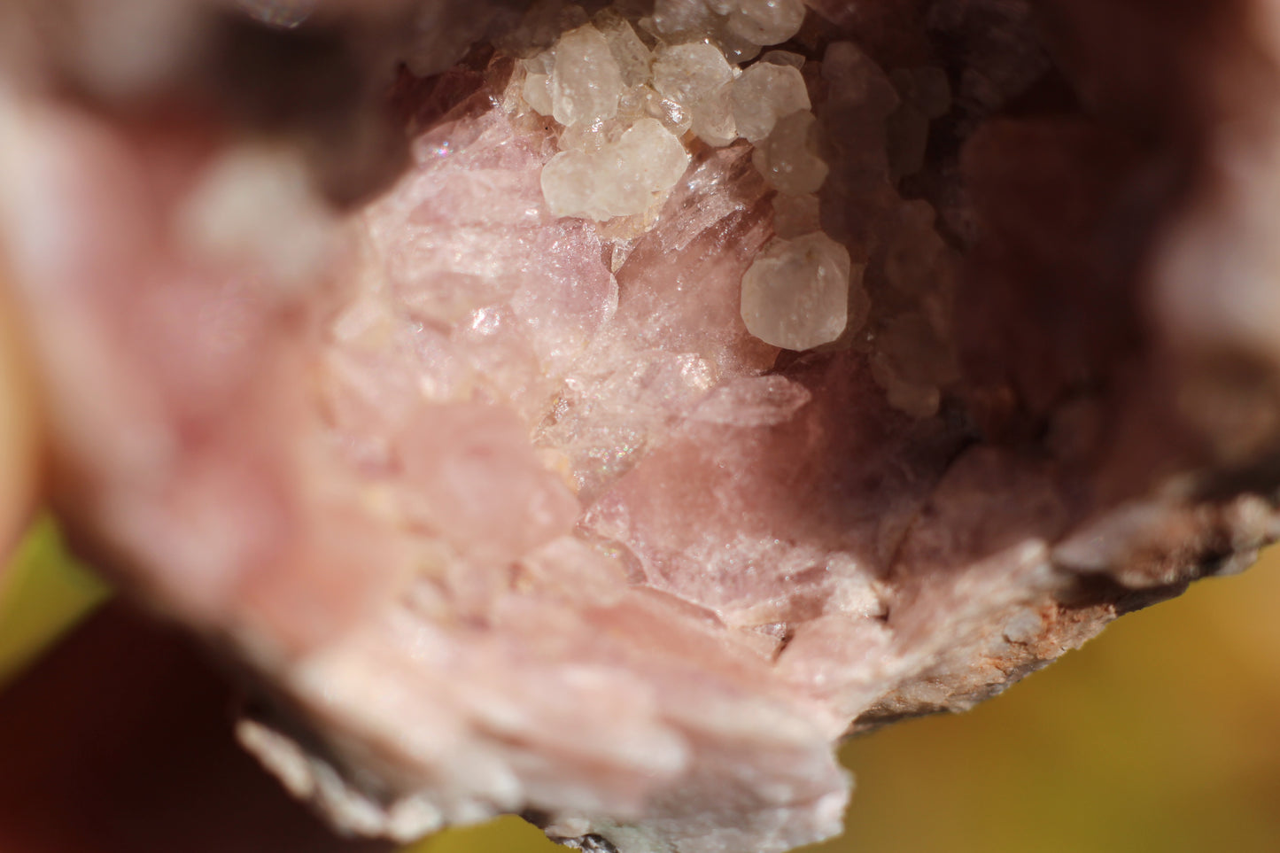 UV Reactive Calcite in Pink Amethyst Geode