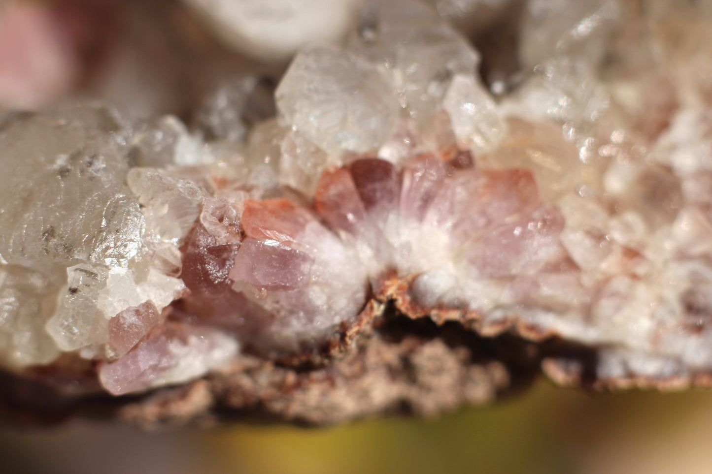 UV Reactive Calcite in Pink Amethyst Geode