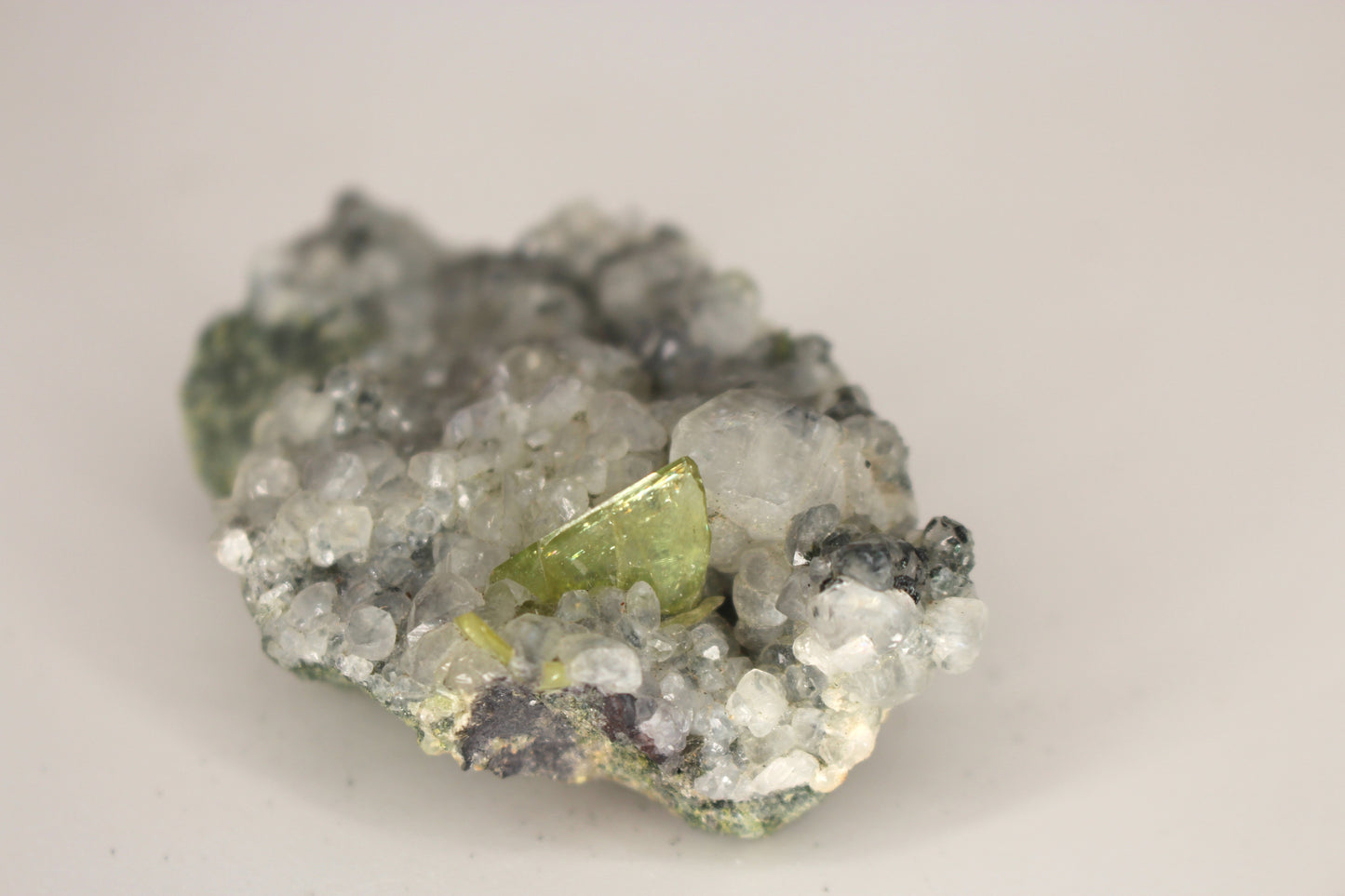 Green Sphene w/ Clear Calcite