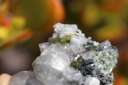 Green Sphene w/ Clear Calcite