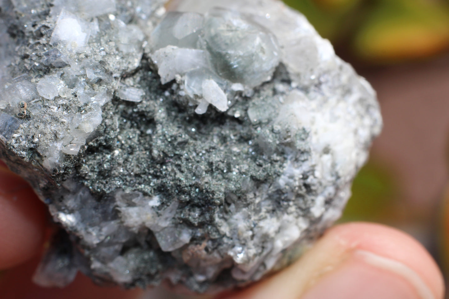 Green Sphene w/ Clear Calcite