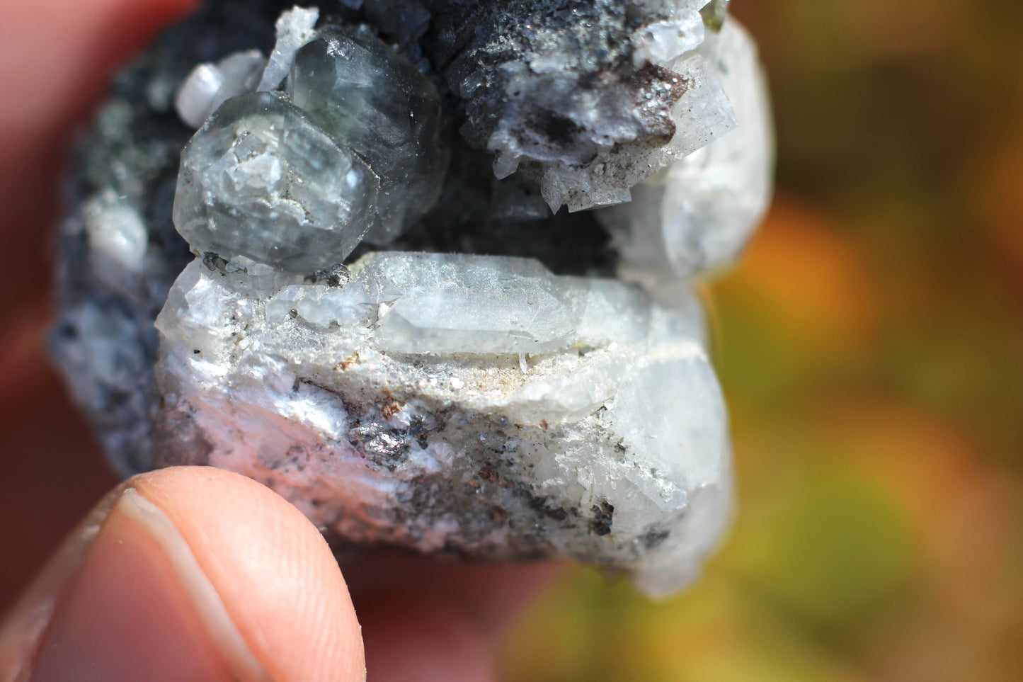 Green Sphene w/ Clear Calcite