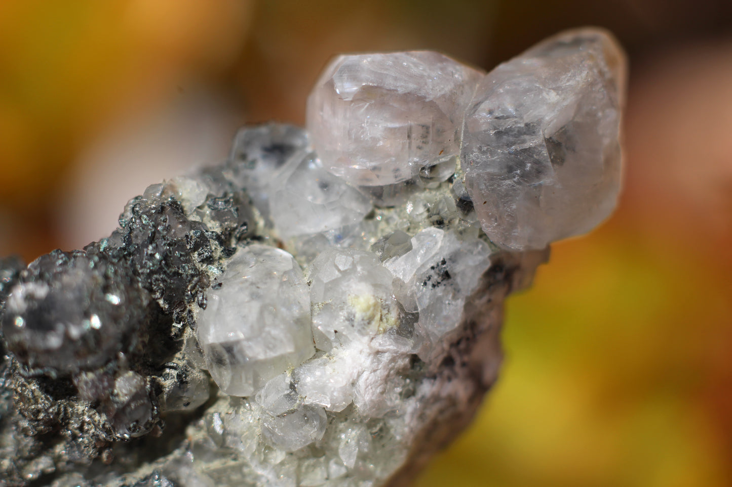 Green Sphene w/ Clear Calcite