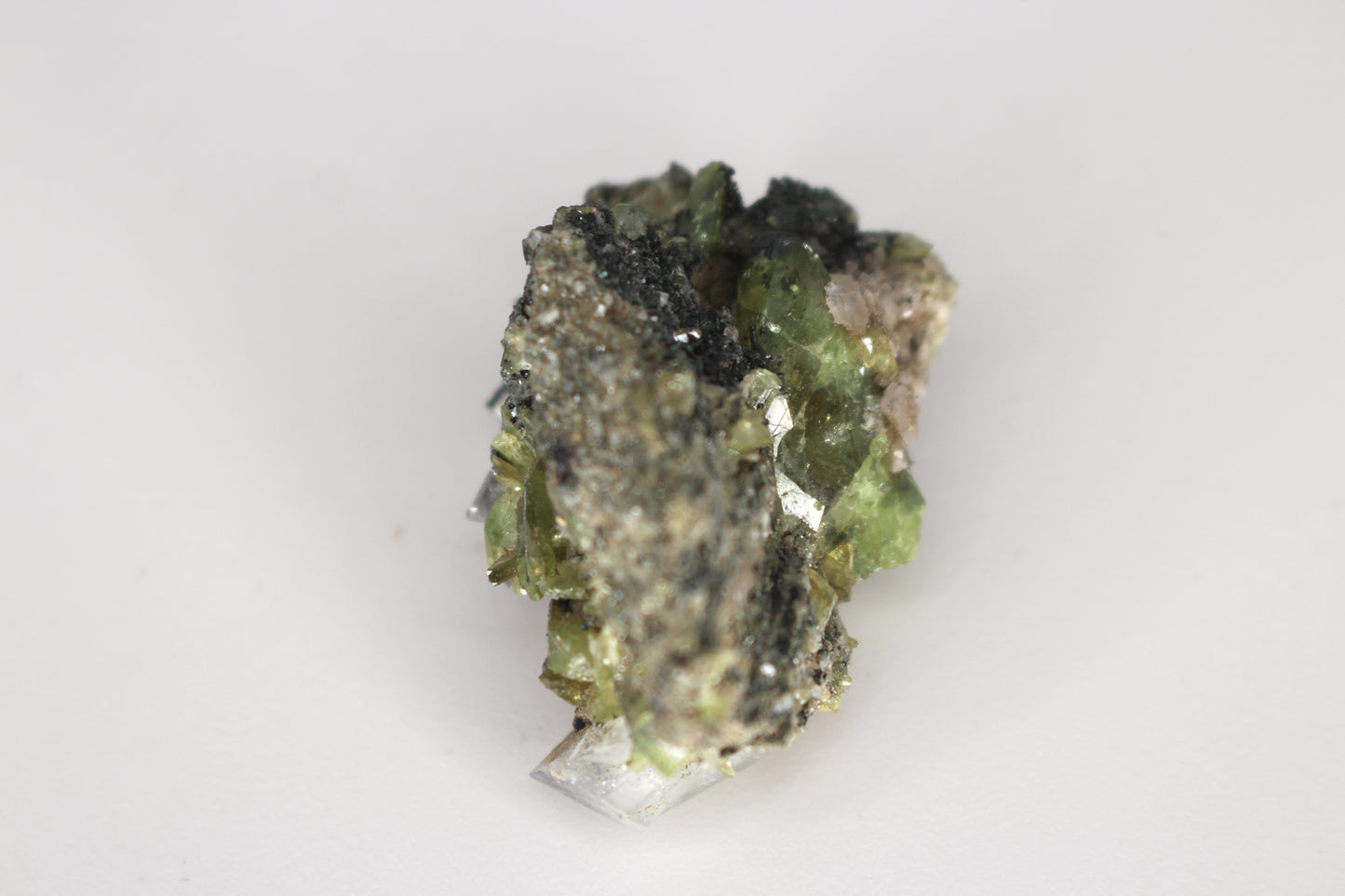 Green Sphene w/ Clear Calcite