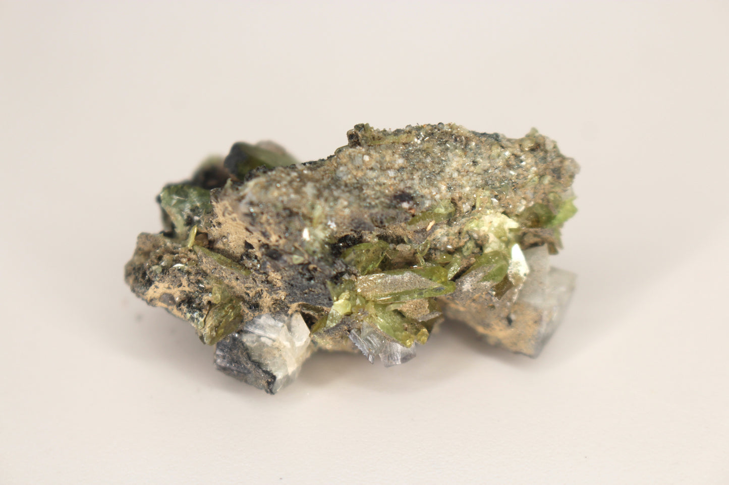 Green Sphene w/ Clear Calcite