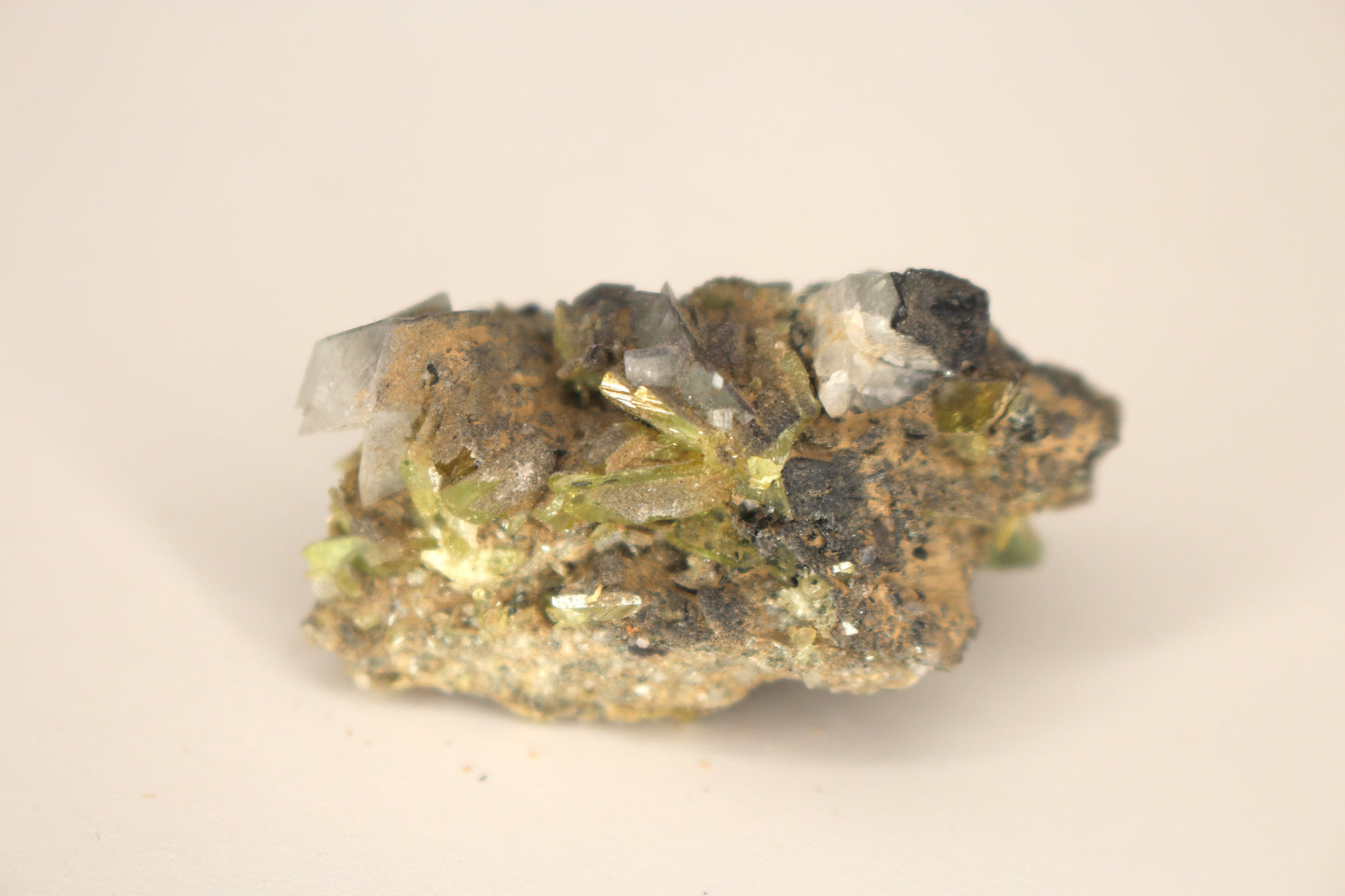 Green Sphene w/ Clear Calcite