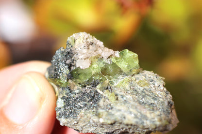 Green Sphene w/ Clear Calcite